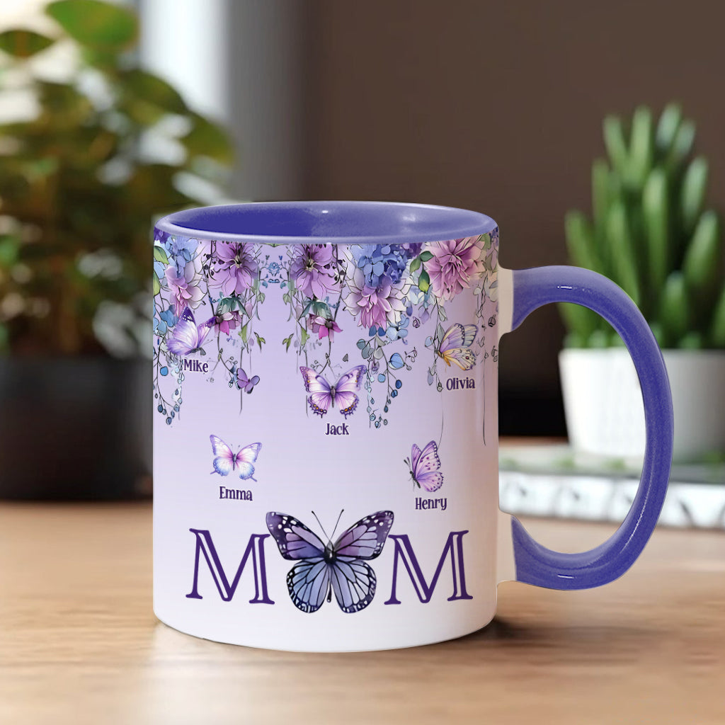 Mother And Children Butterfly - Personalized Mother Accent Mug