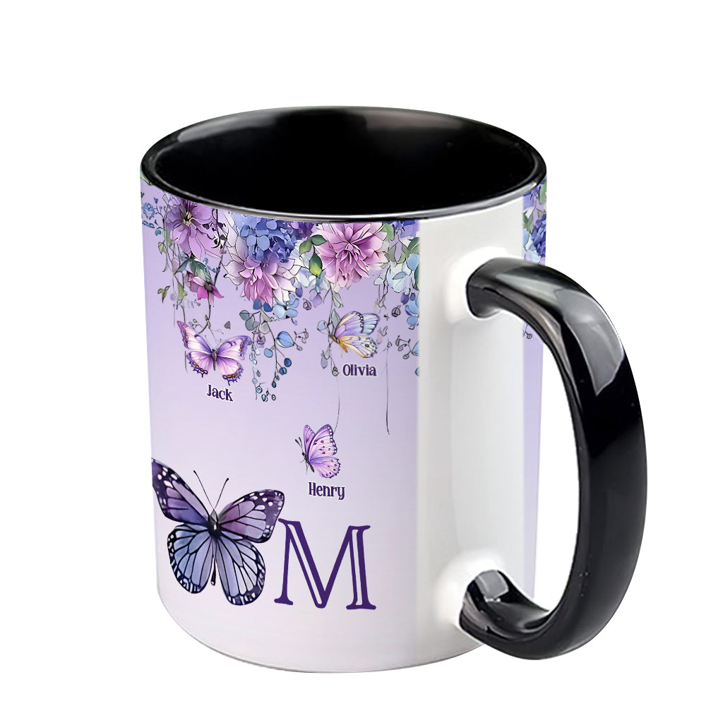 Mother And Children Butterfly - Personalized Mother Accent Mug