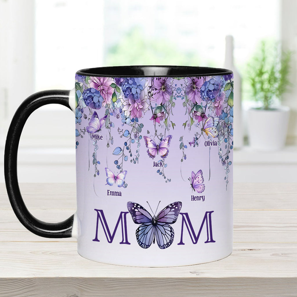 Mother And Children Butterfly - Personalized Mother Accent Mug