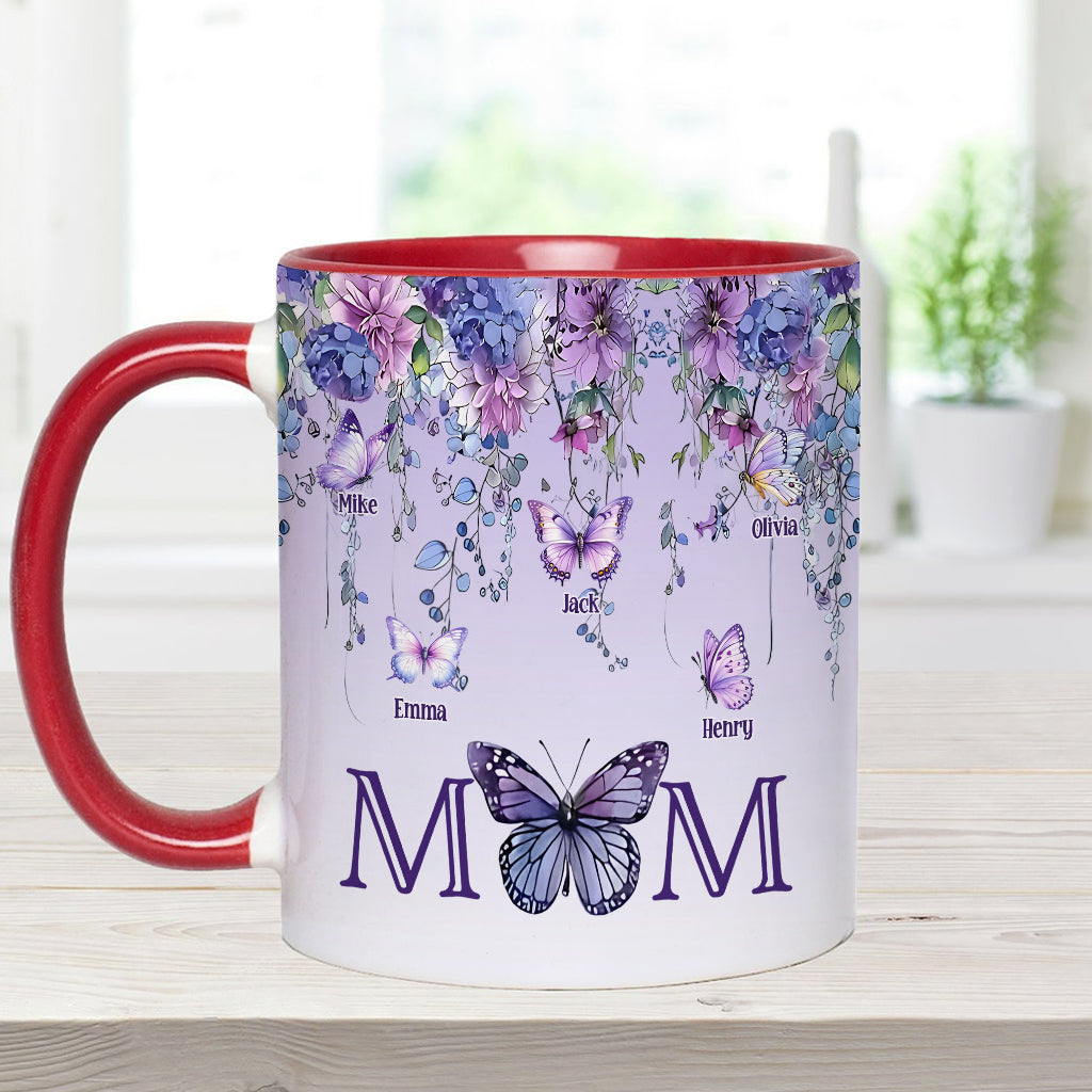 Mother And Children Butterfly - Personalized Mother Accent Mug