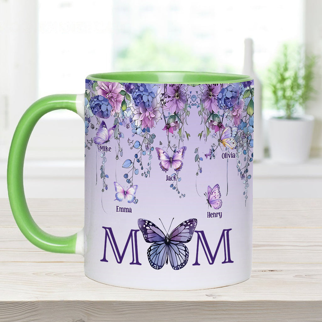 Mother And Children Butterfly - Personalized Mother Accent Mug