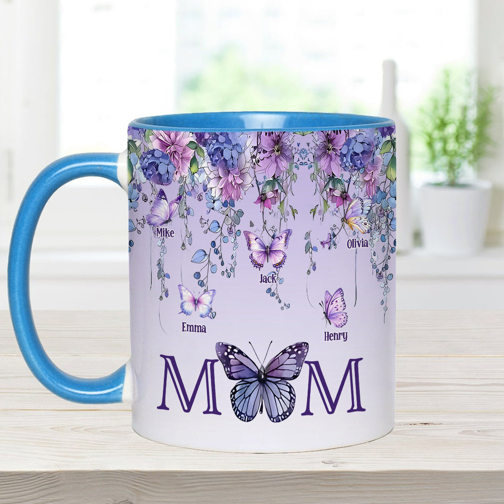 Mother And Children Butterfly - Personalized Mother Accent Mug