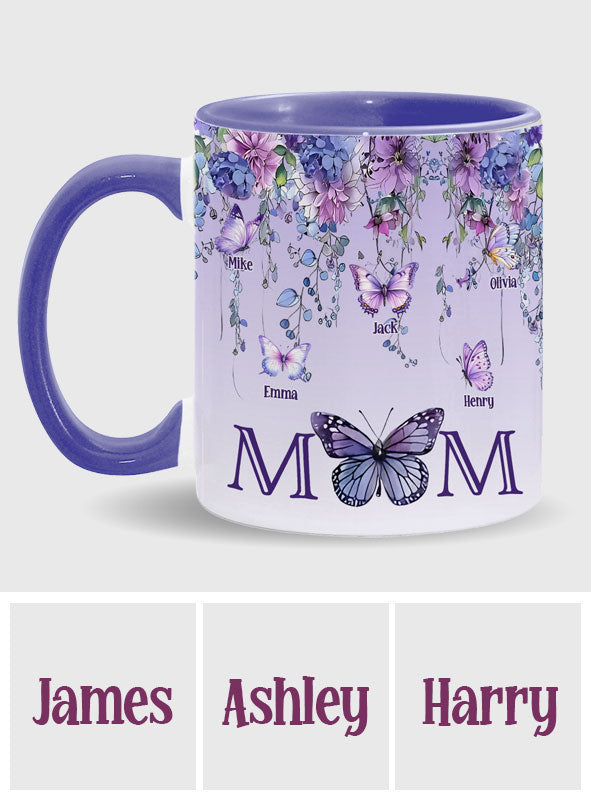 Mother And Children Butterfly - Personalized Mother Accent Mug