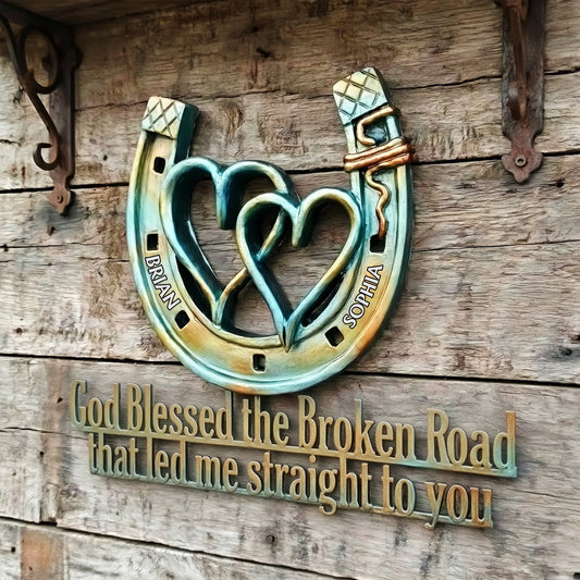 Gott segne den holprigen Weg – personalisiertes Metallschild für Paare