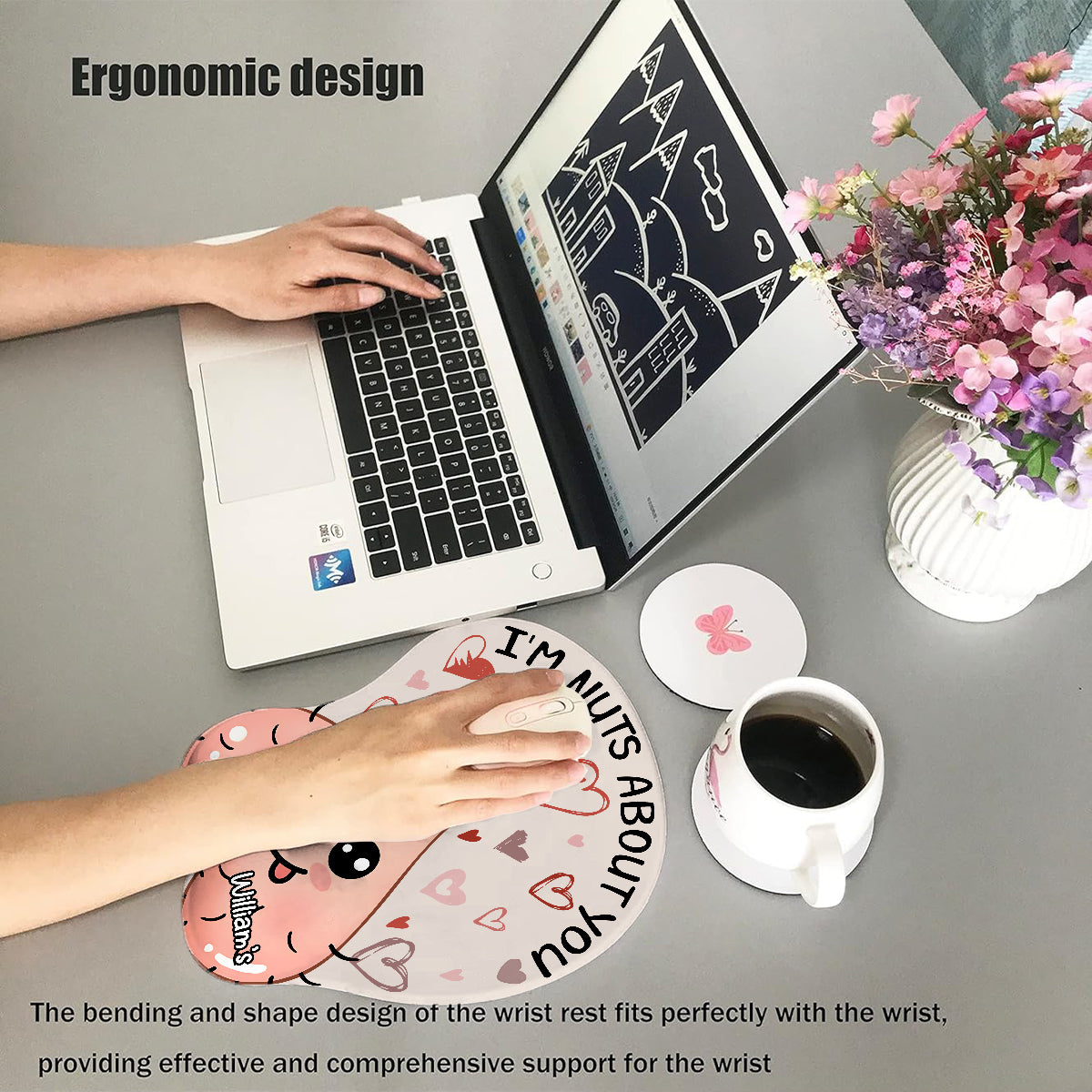 Ich bin verrückt nach dir – Personalisiertes 3D-Mauspad für Paare