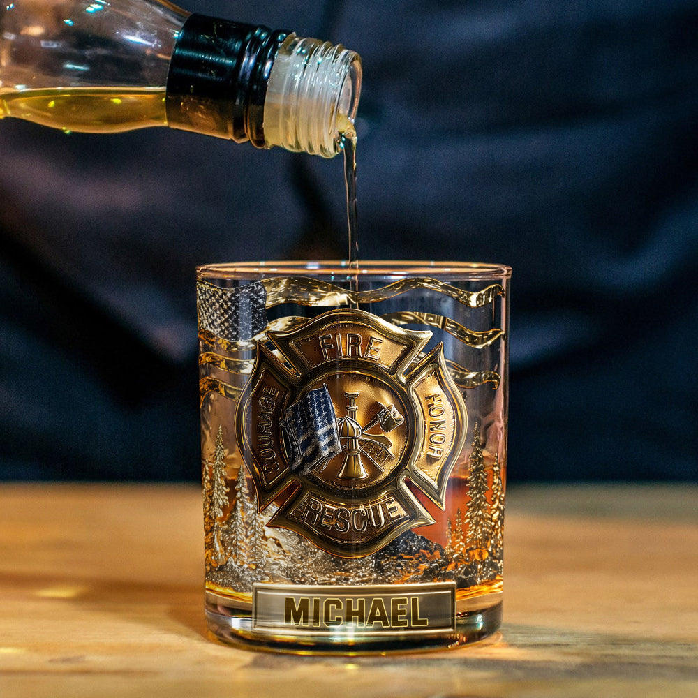 Awesome Firefighter - Personalized Firefighter Whiskey Glass