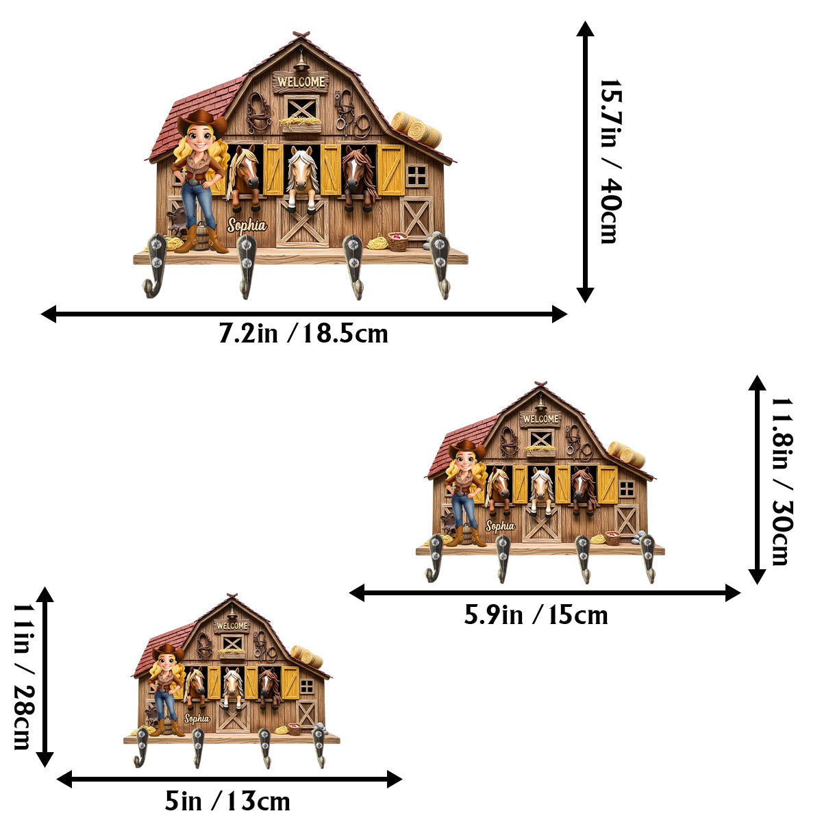 Willkommen bei mir – Personalisierter Schlüsselanhänger in Pferdeform