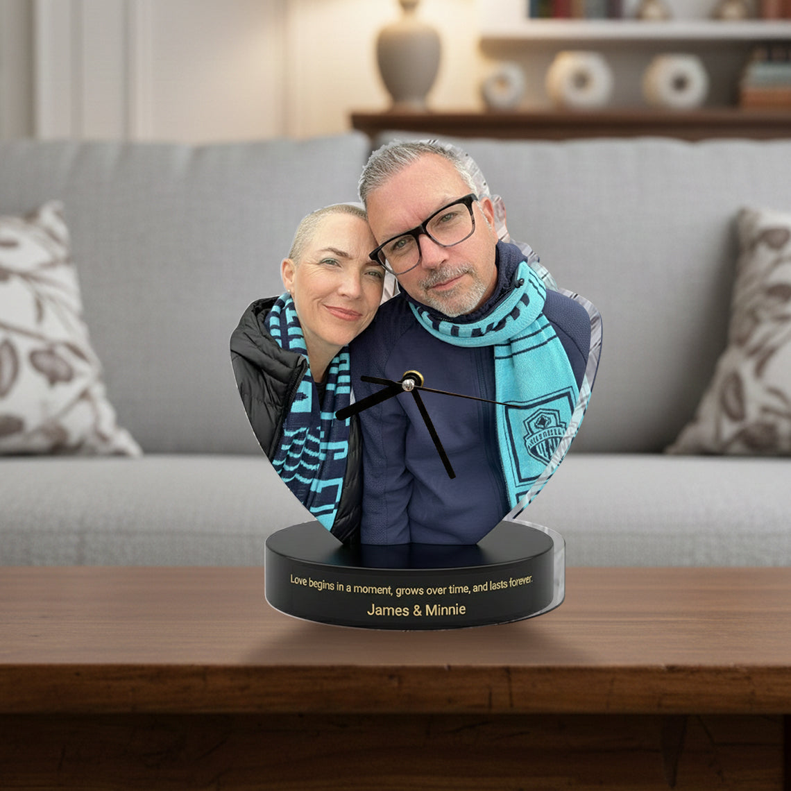 Geschenk für Ehemann, Freund, Partner – Personalisierte Tischuhr-Plakette für Paare