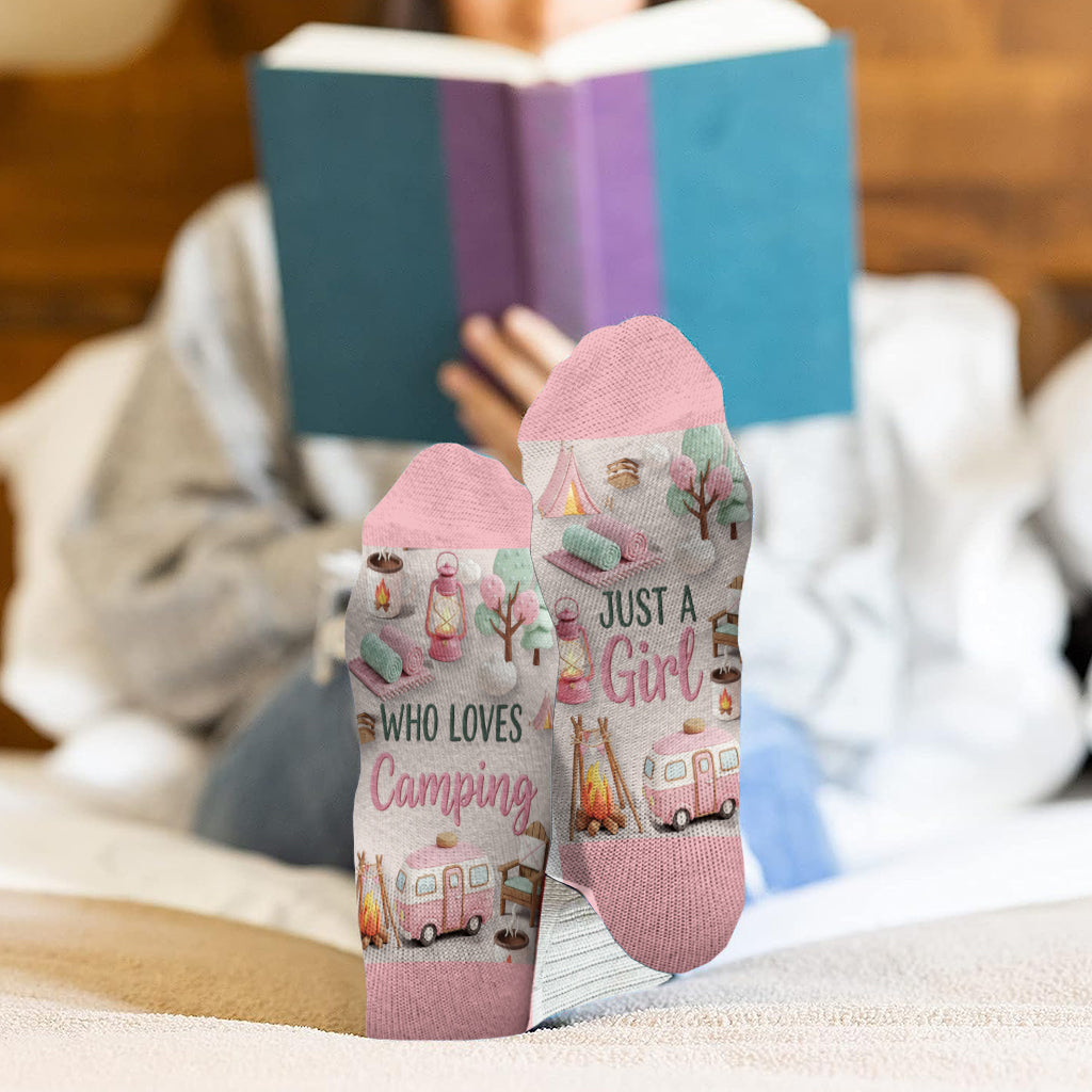 Just A Girl Who Loves Camping - Personalized Camping Socks
