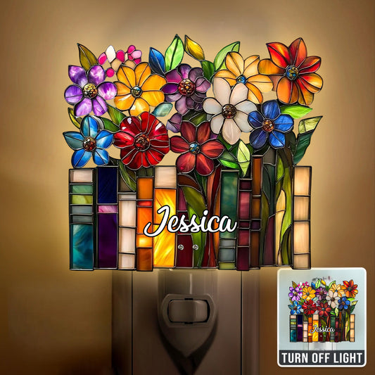 Bücherliebhaber – Personalisierte Acryl-Nachtleuchte in Buchform zum Einstecken