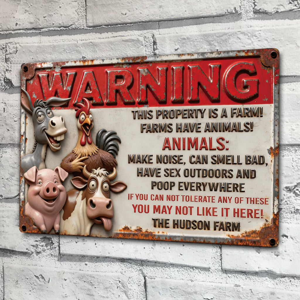 This Property Is A Farm - Personalized Farmer Rectangle Metal Sign