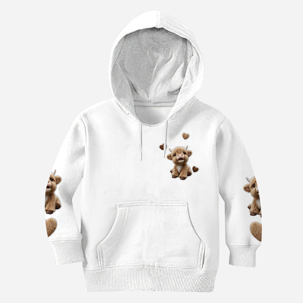 Niedliches Hochlandrind - Personalisiertes T-Shirt mit Hochlandrind-Allover-Print