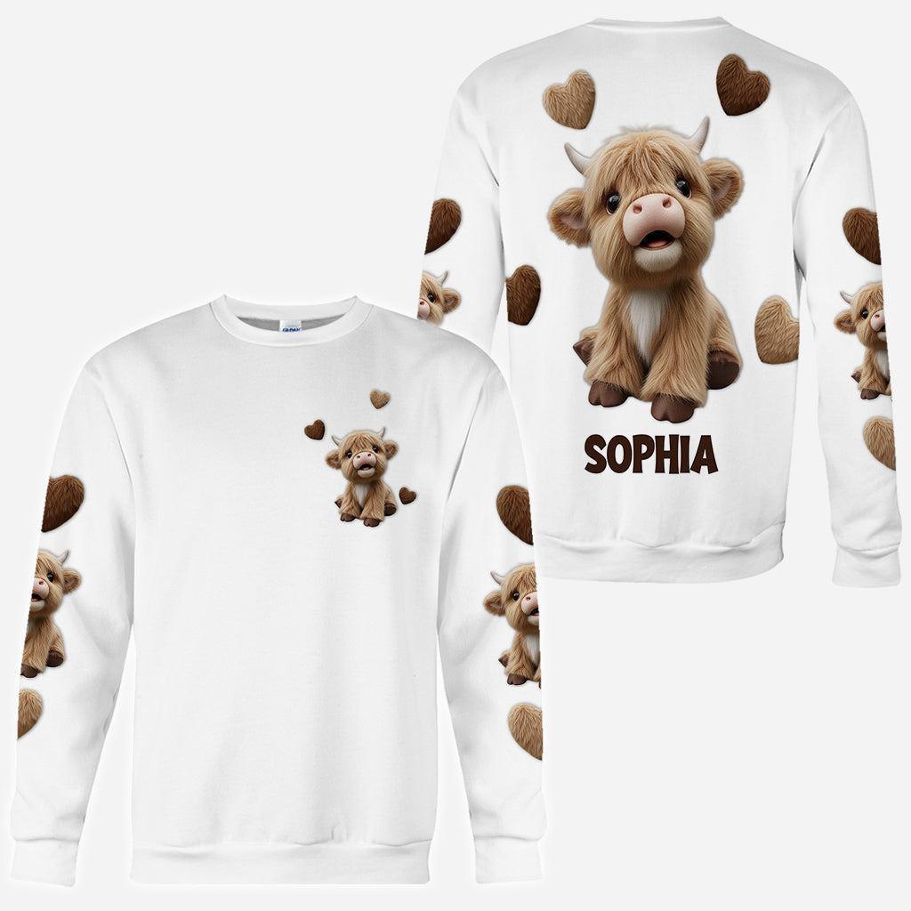 Cute Highland Cow - Personalized Highland Cow All Over Shirt