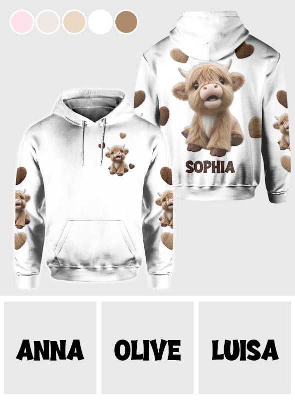 Cute Highland Cow - Personalized Highland Cow All Over Shirt