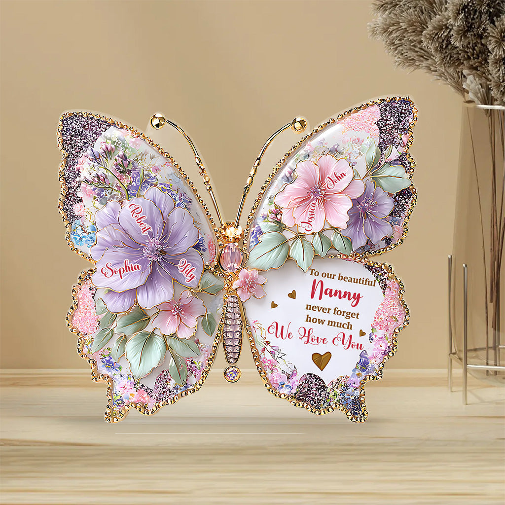 Butterfly Grandma Mom I Love You - Personalized Grandma Custom Shaped Acrylic Plaque