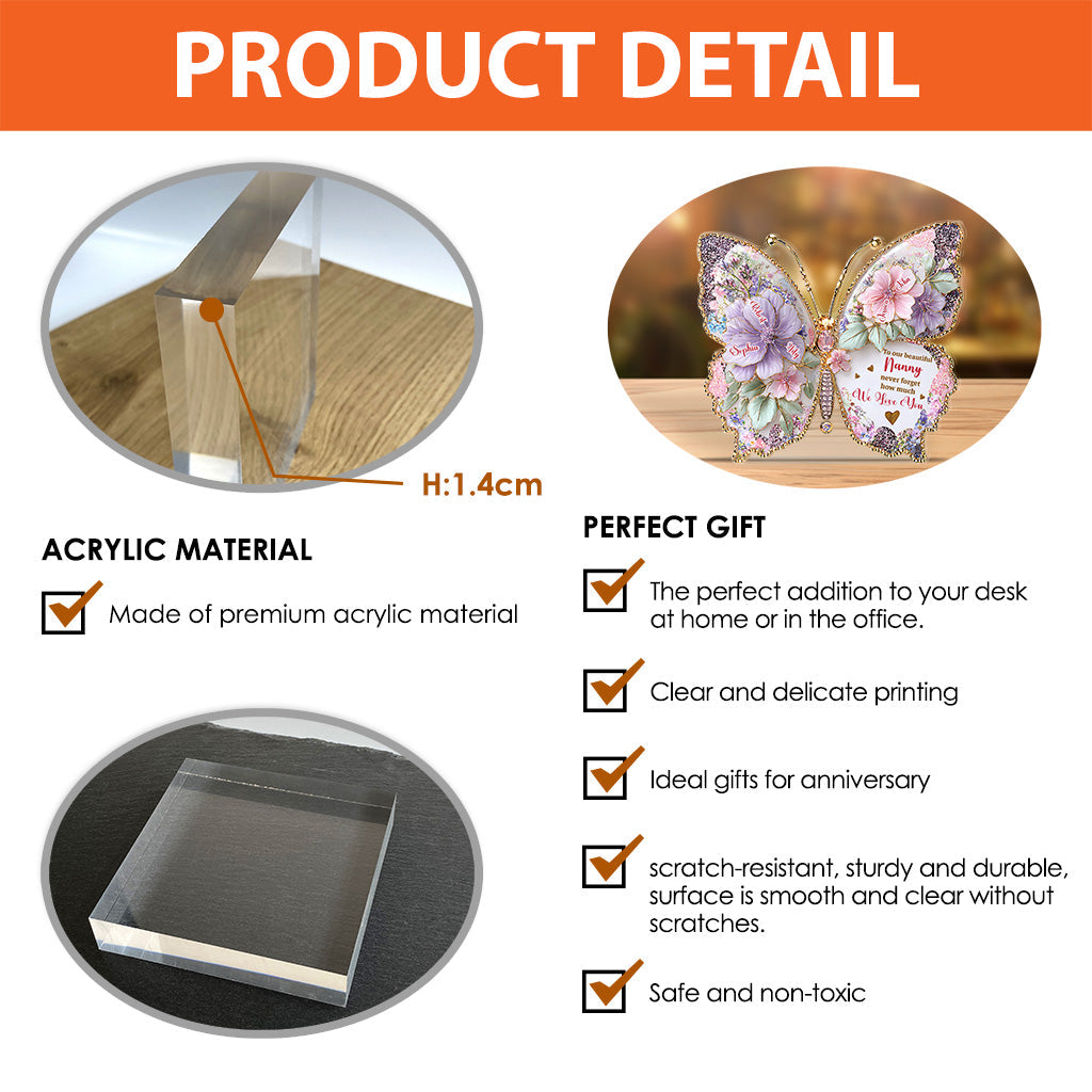 Butterfly Grandma Mom I Love You - Personalized Grandma Custom Shaped Acrylic Plaque