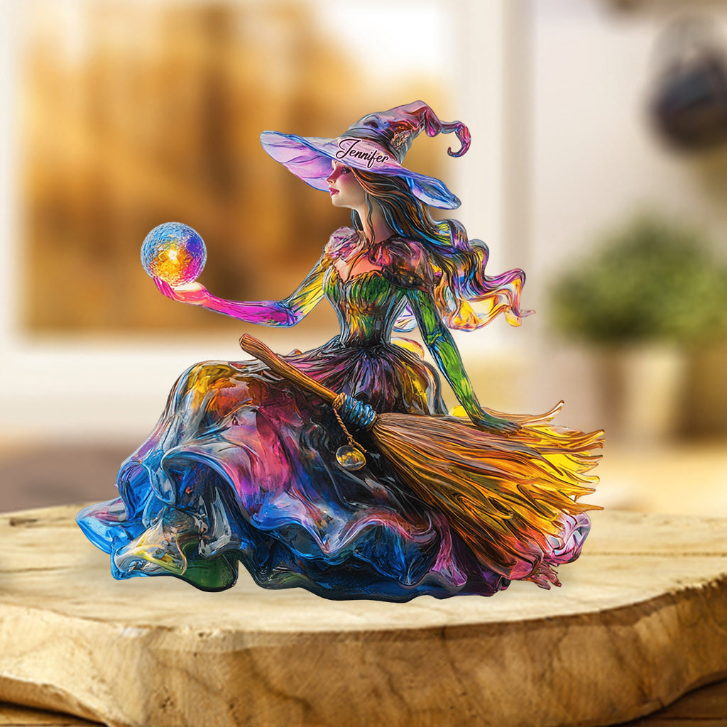 Mystische Hexe – Personalisierte Acrylplakette in Hexenform