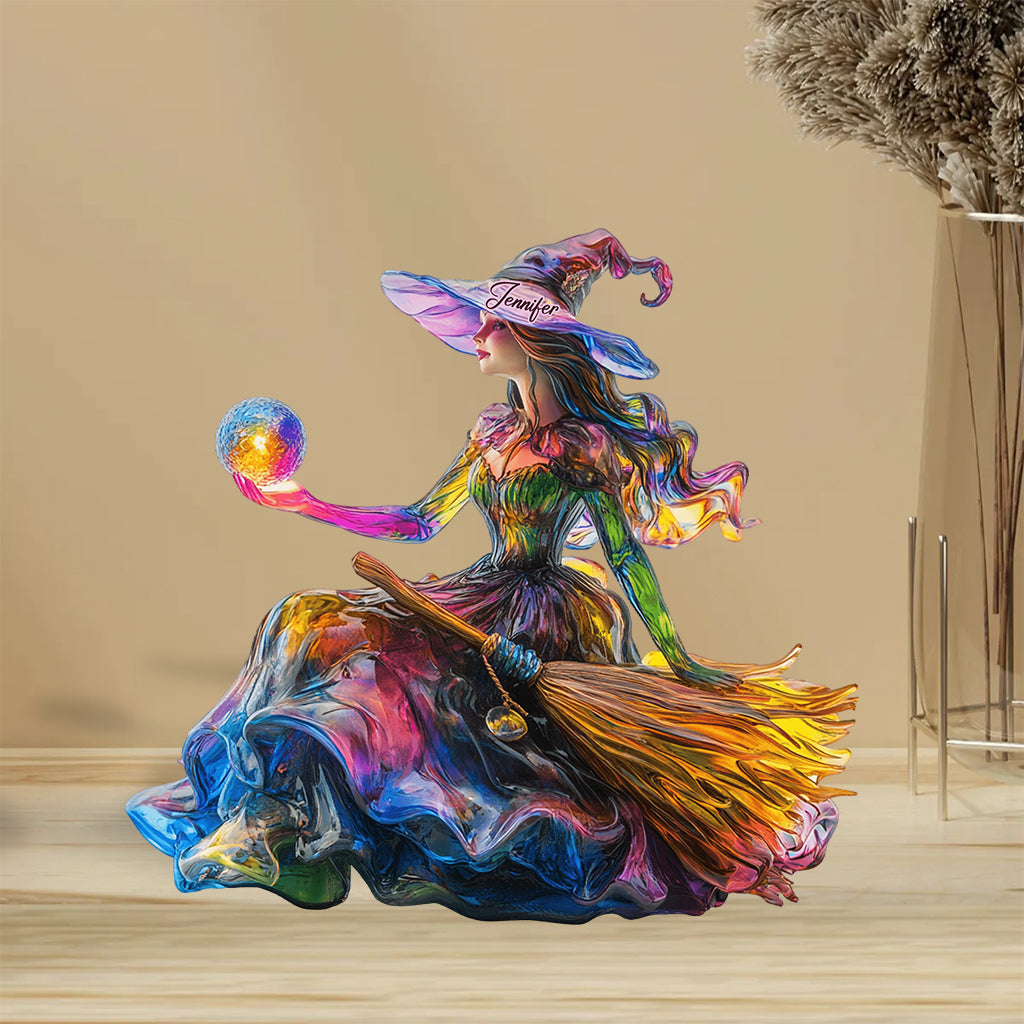 Mystische Hexe – Personalisierte Acrylplakette in Hexenform