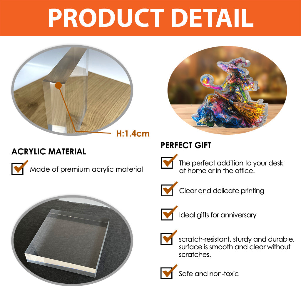 Mystische Hexe – Personalisierte Acrylplakette in Hexenform