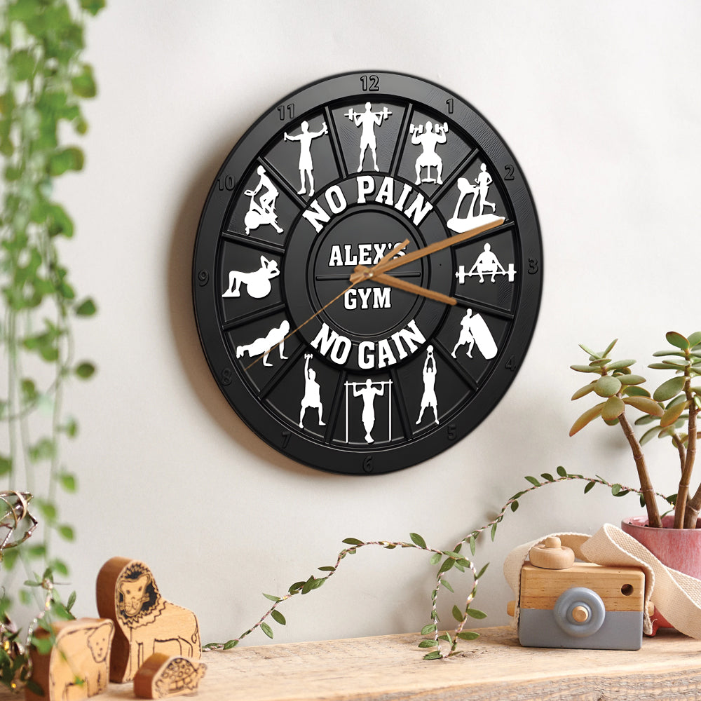 No Pain No Gain - Personalized Fitness Wall Clock