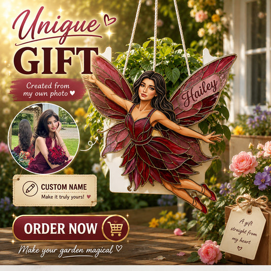 Custom Any Photo Garden Fairy - Personalized Gardening Hanging Pot
