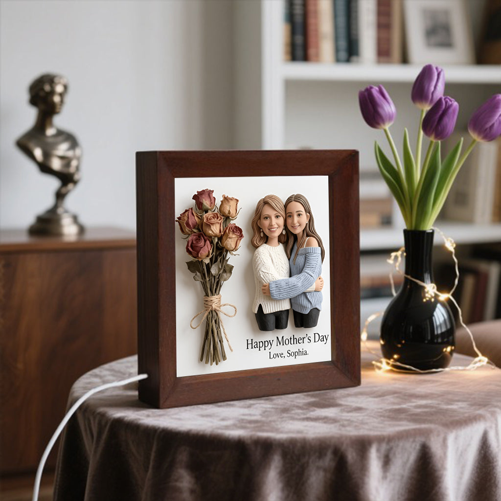 Happy Mother's Day - Personalized Mother Wooden Frame LED Light