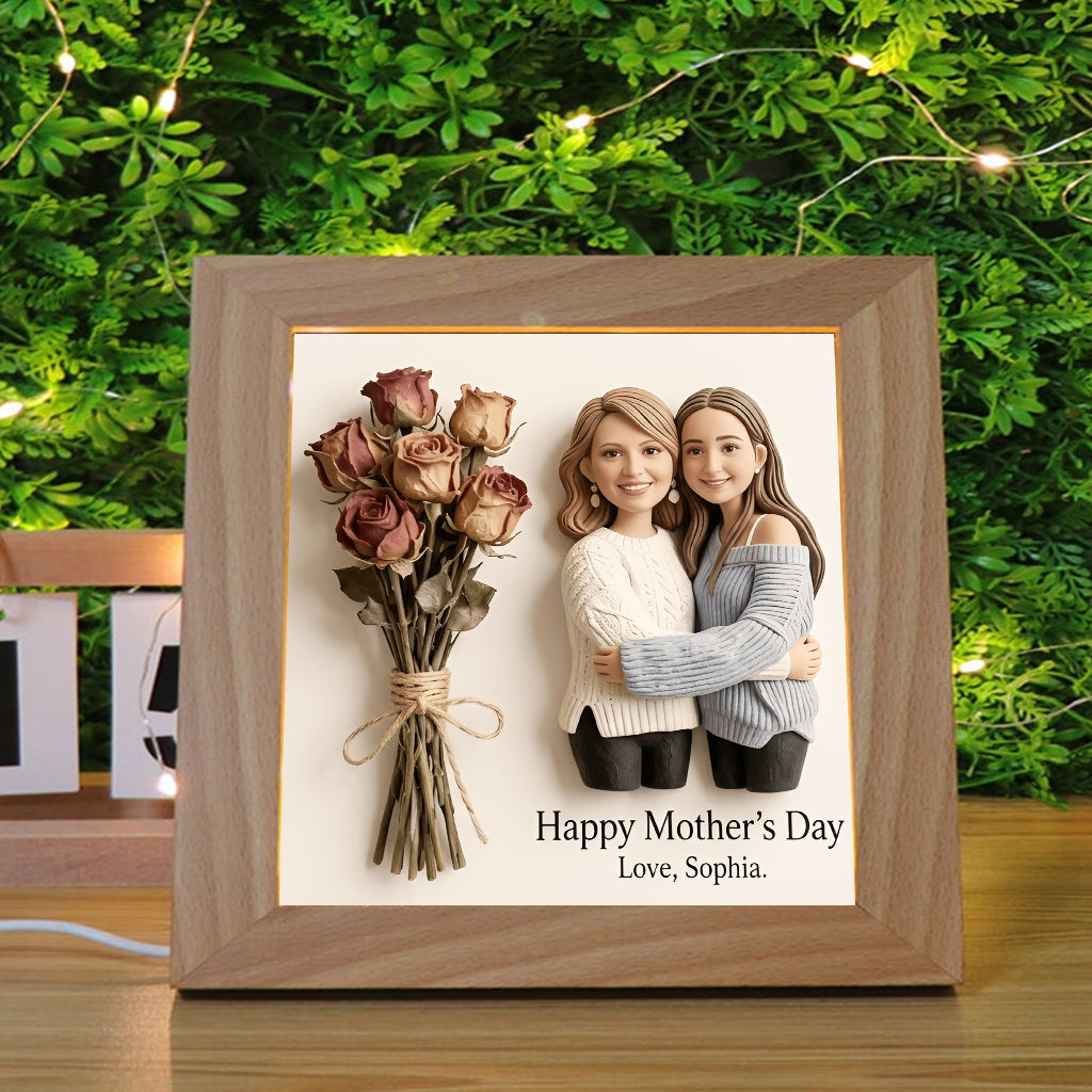 Happy Mother's Day - Personalized Mother Wooden Frame LED Light