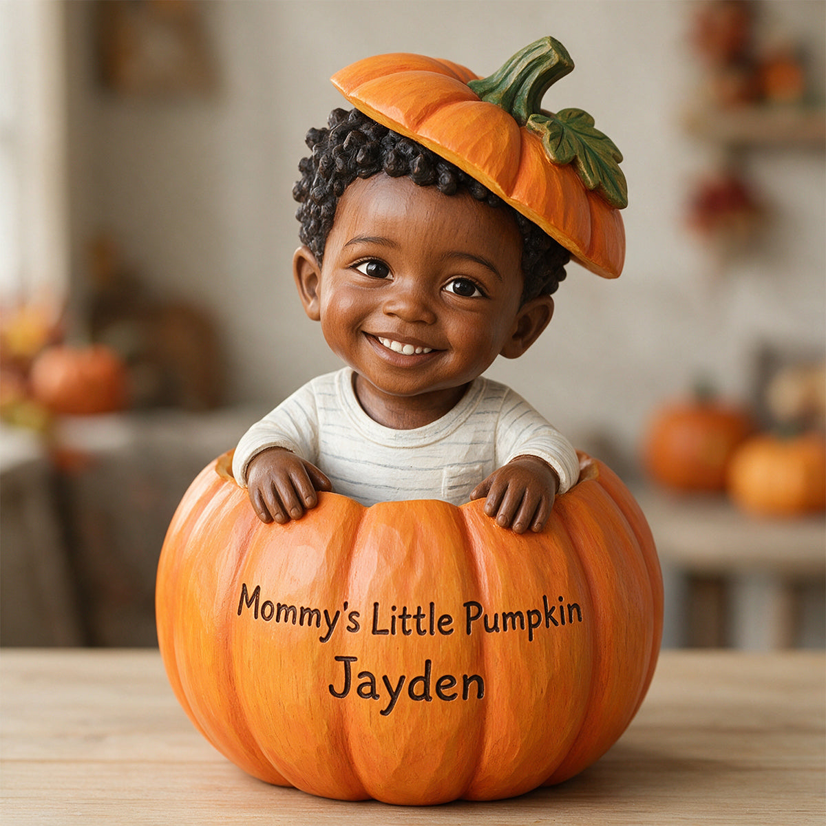 Pumpkin Peek-A-Boo - Personalized Kid Custom Shaped Wood Plaque
