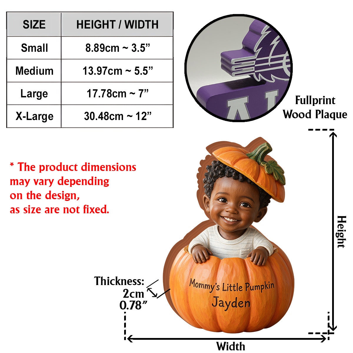 Pumpkin Peek-A-Boo - Personalized Kid Custom Shaped Wood Plaque