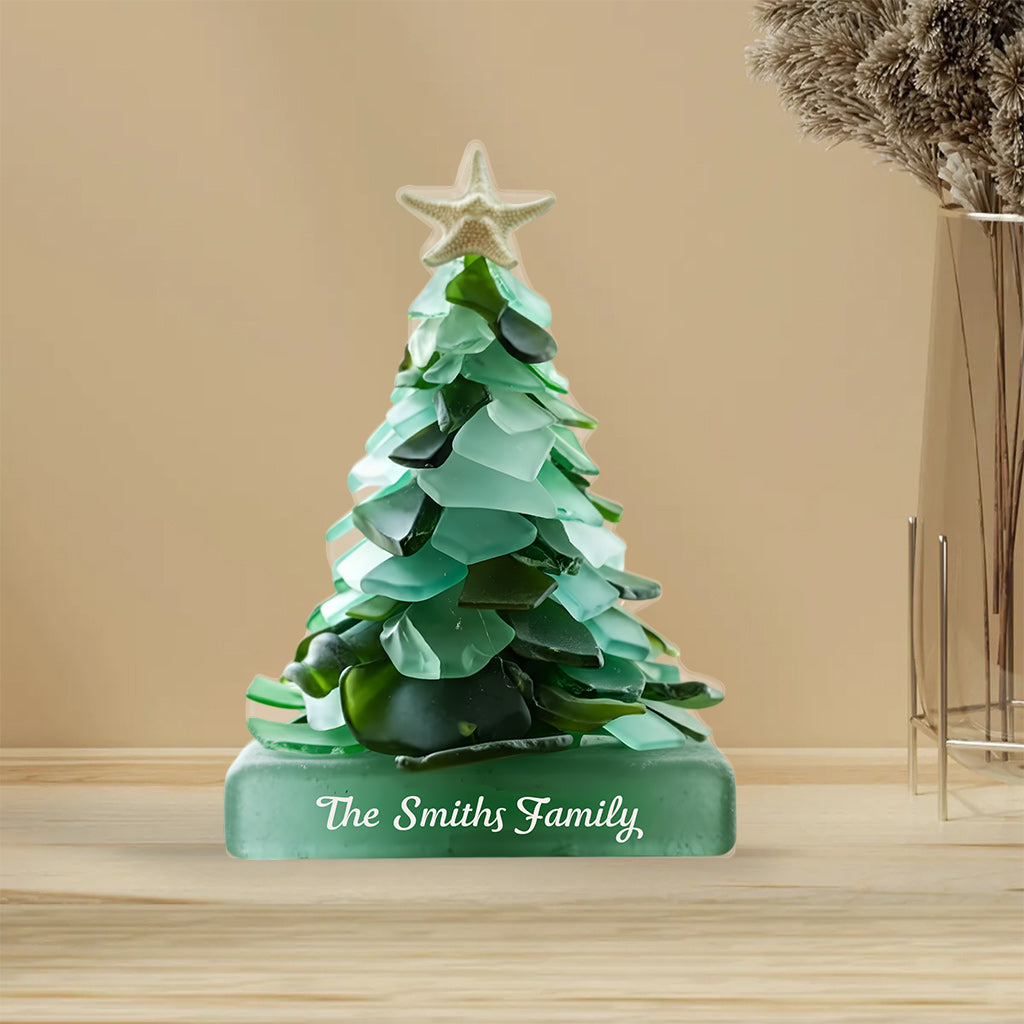 Kleiner Weihnachtsbaum – Personalisierte Acrylplakette in individueller Familienform