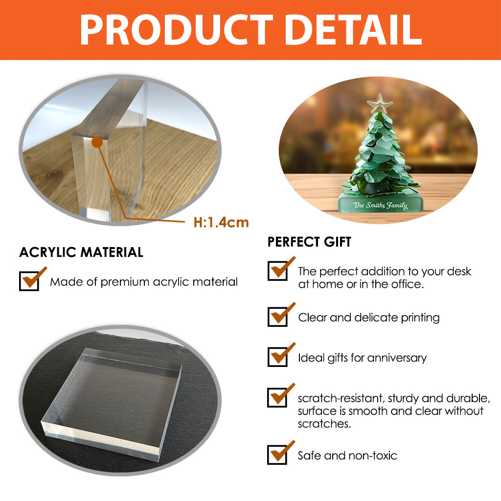 Kleiner Weihnachtsbaum – Personalisierte Acrylplakette in individueller Familienform