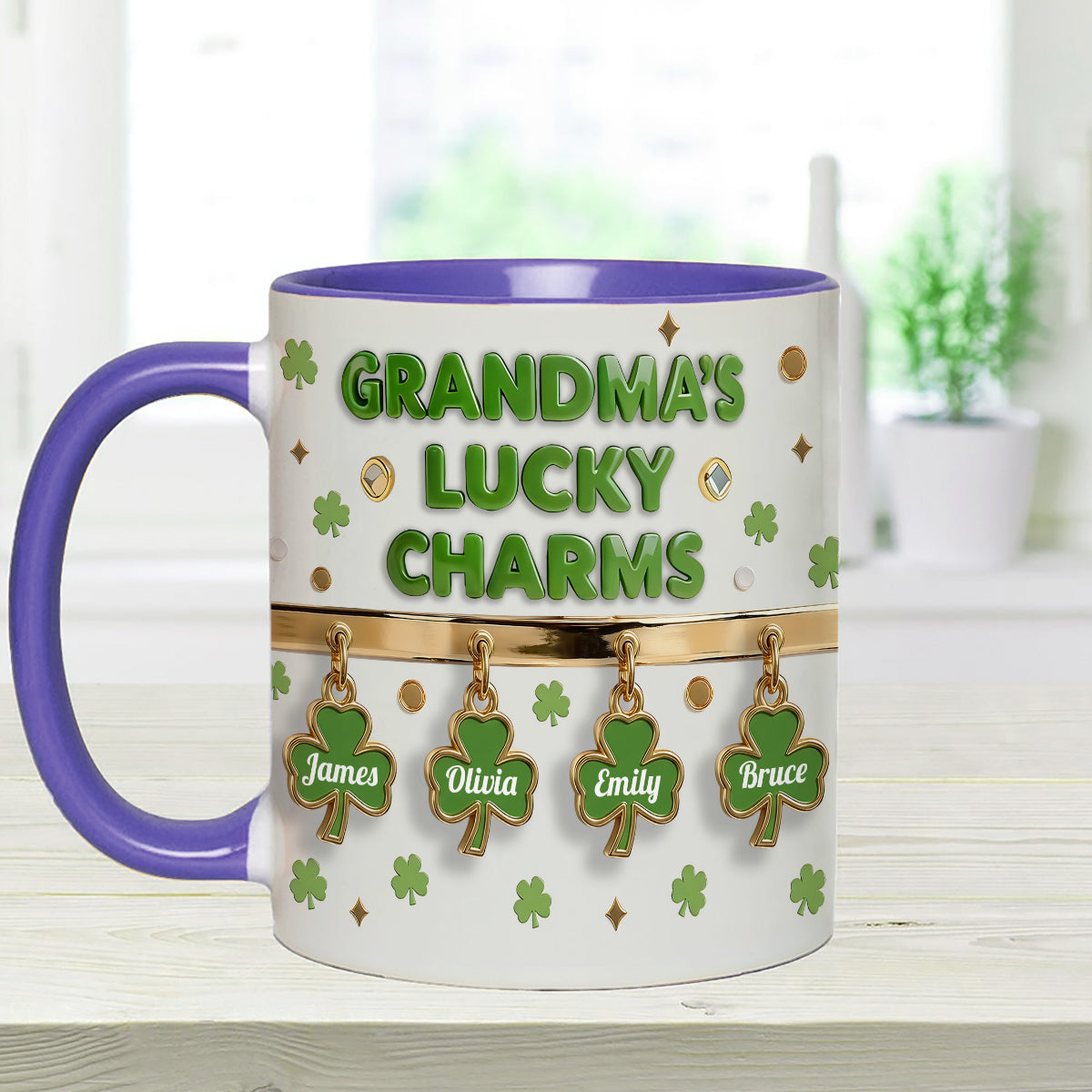 Omas Glücksbringer – Personalisierte Oma-Tasse mit Acryl-Rührstäbchen