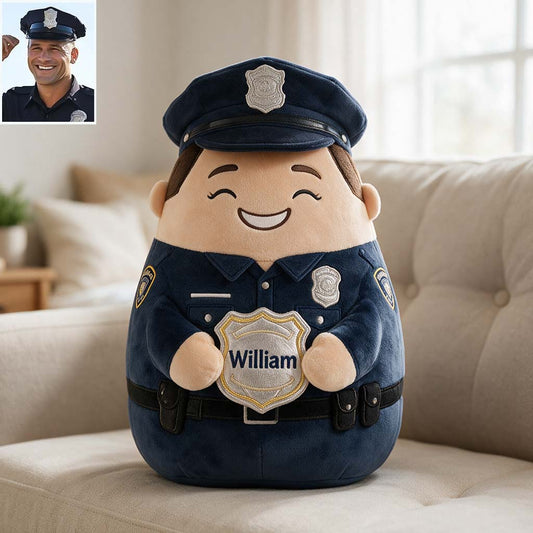 Personalisierte Premium-Faux-Fur-Kissen vom Foto - Polizei