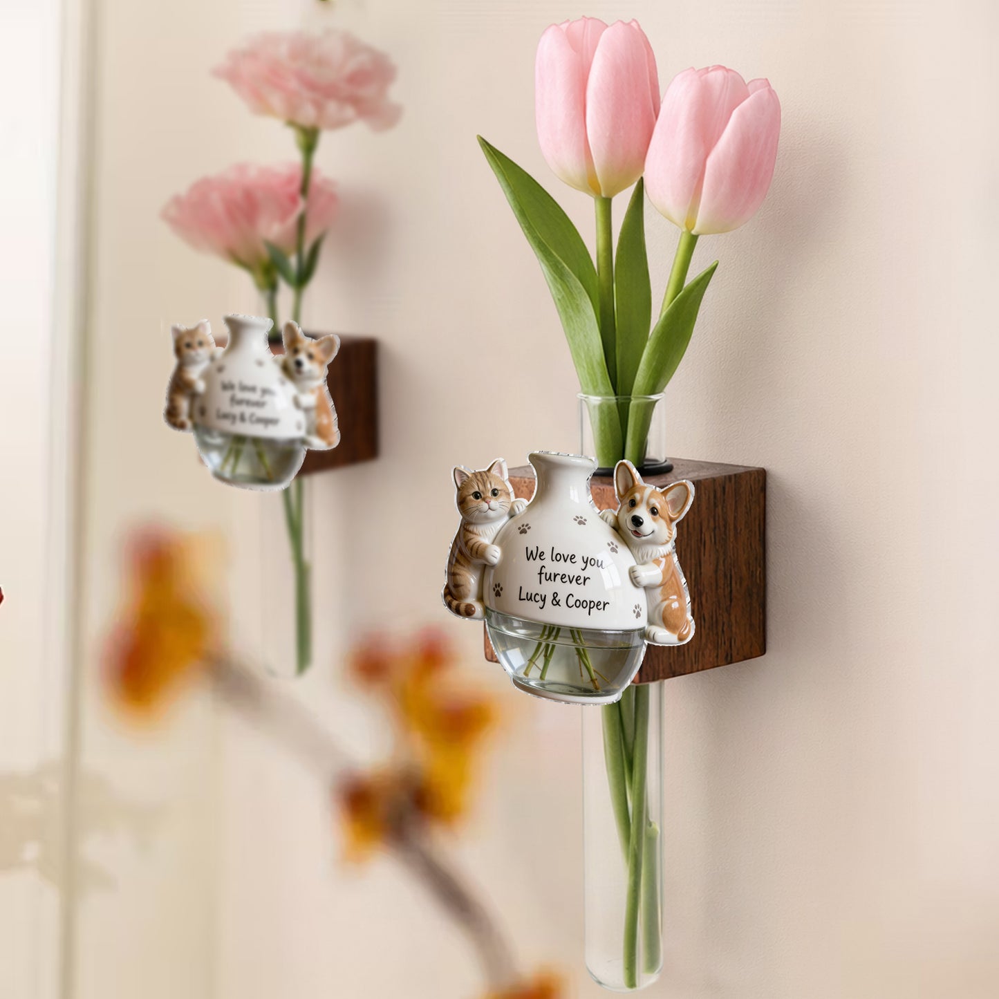 Cute Pet Hugging Planter - Personalized Dog Magnetic Flower Vase