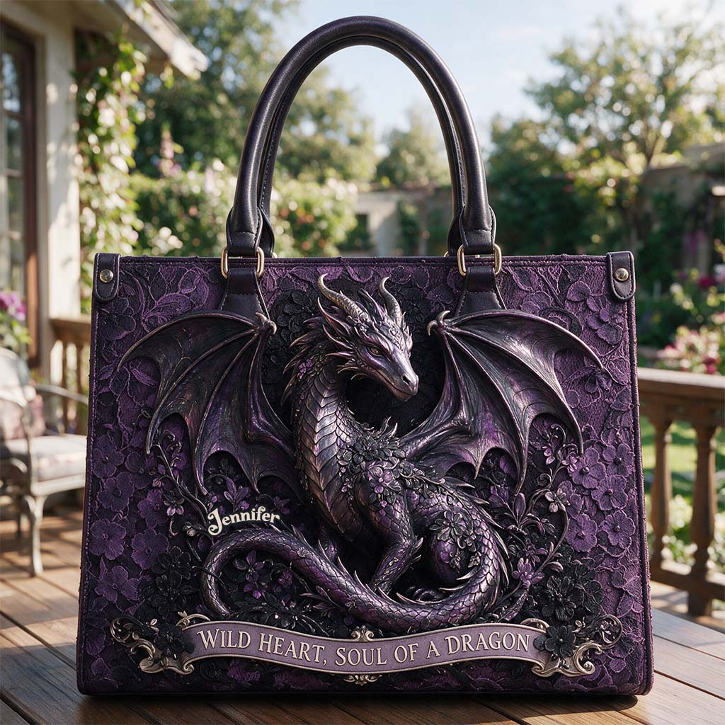 Seele eines Drachen - Personalisierte Drachen-Lederhandtasche