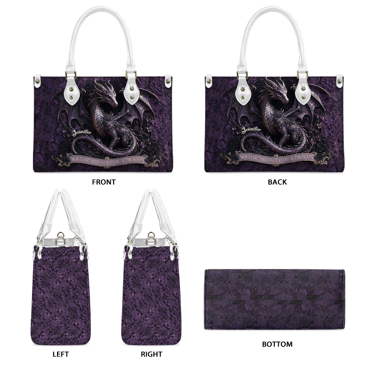 Seele eines Drachen - Personalisierte Drachen-Lederhandtasche