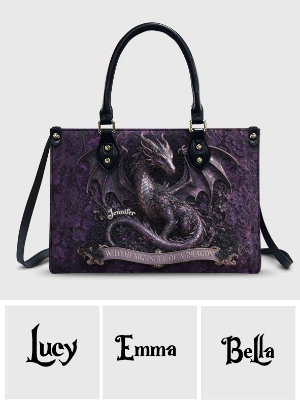 Seele eines Drachen - Personalisierte Drachen-Lederhandtasche