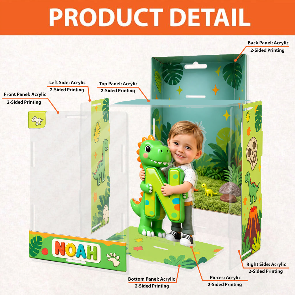 Dinosaur Alphabet Letter & Custom Photo - Personalized Kid Acrylic Display Box