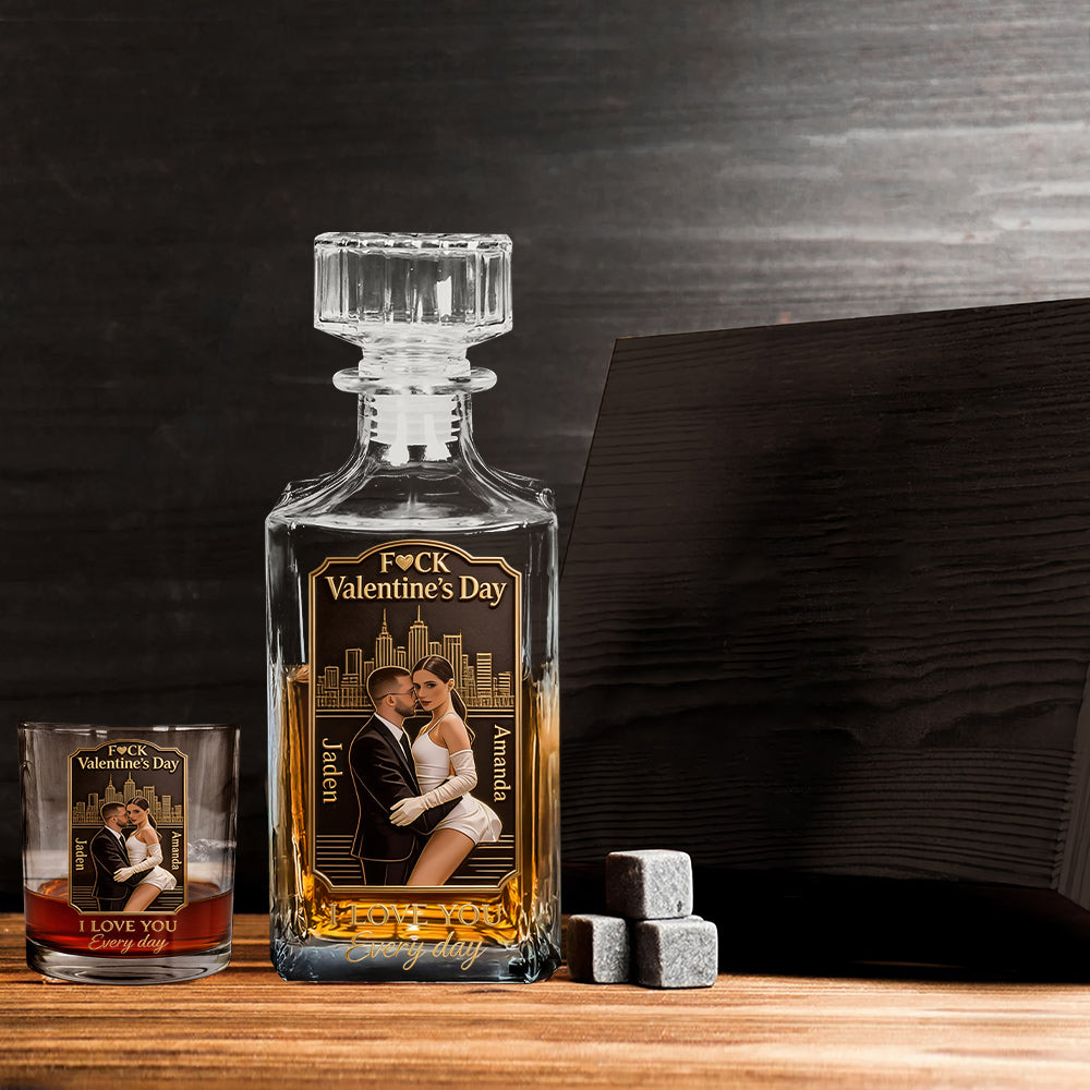 Ich liebe dich jeden Tag – Personalisiertes Whisky-Dekanter-Set für Paare