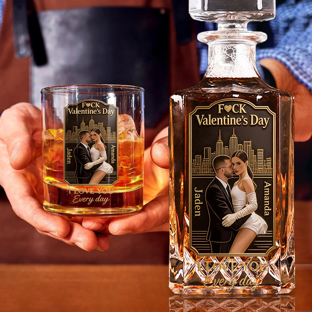Ich liebe dich jeden Tag – Personalisiertes Whisky-Dekanter-Set für Paare