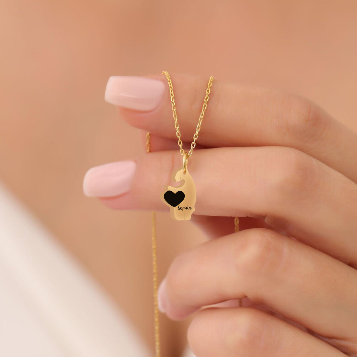 Mama Bär – Personalisierte Mutter-Anhänger-Halskette