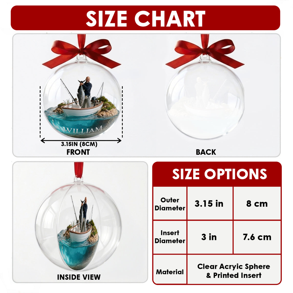 Fisherman Christmas - Personalized Fishing Acrylic Ball Ornament