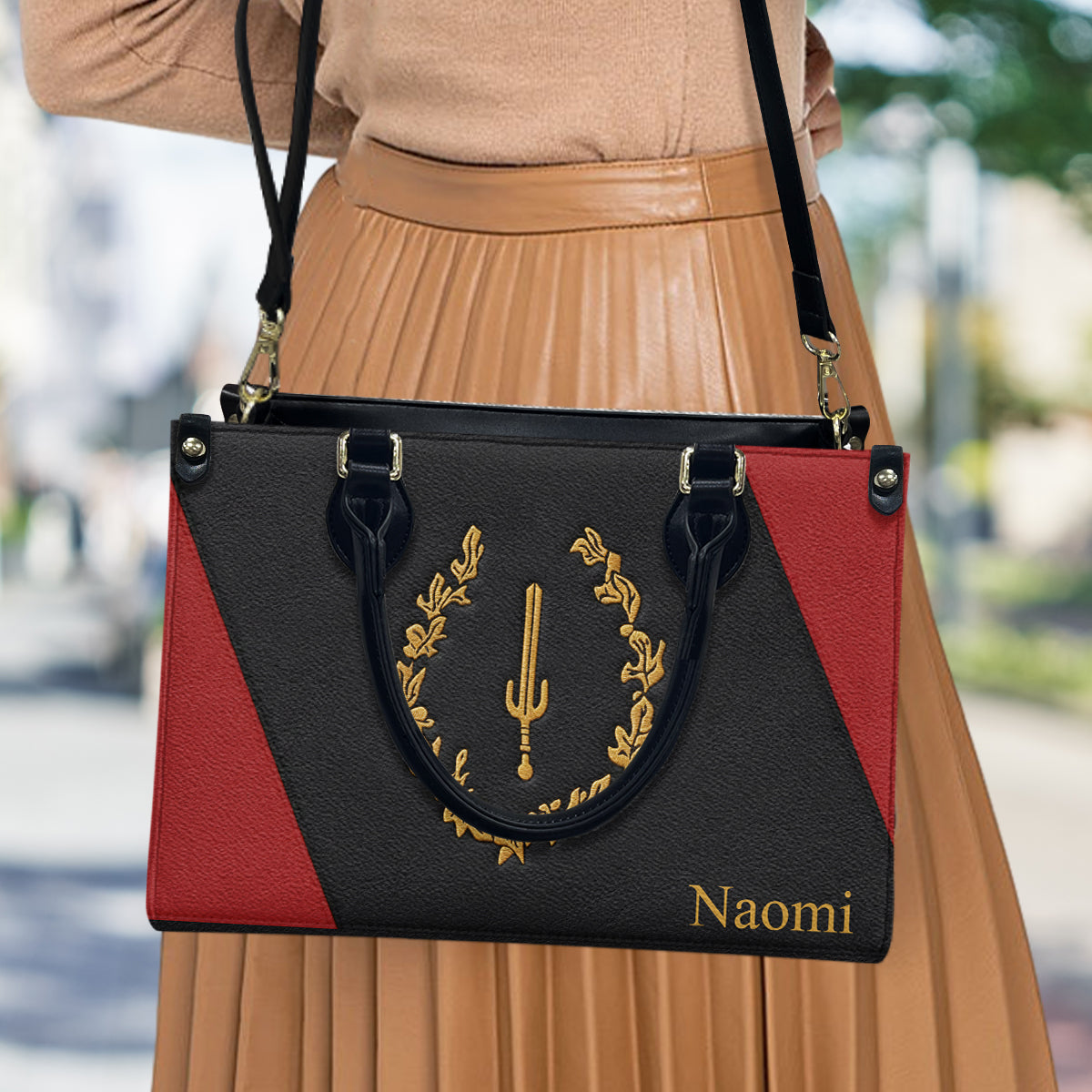 Monat des Stolzes auf die Geschichte des afroamerikanischen Erbes – Personalisierte afroamerikanische Lederhandtasche