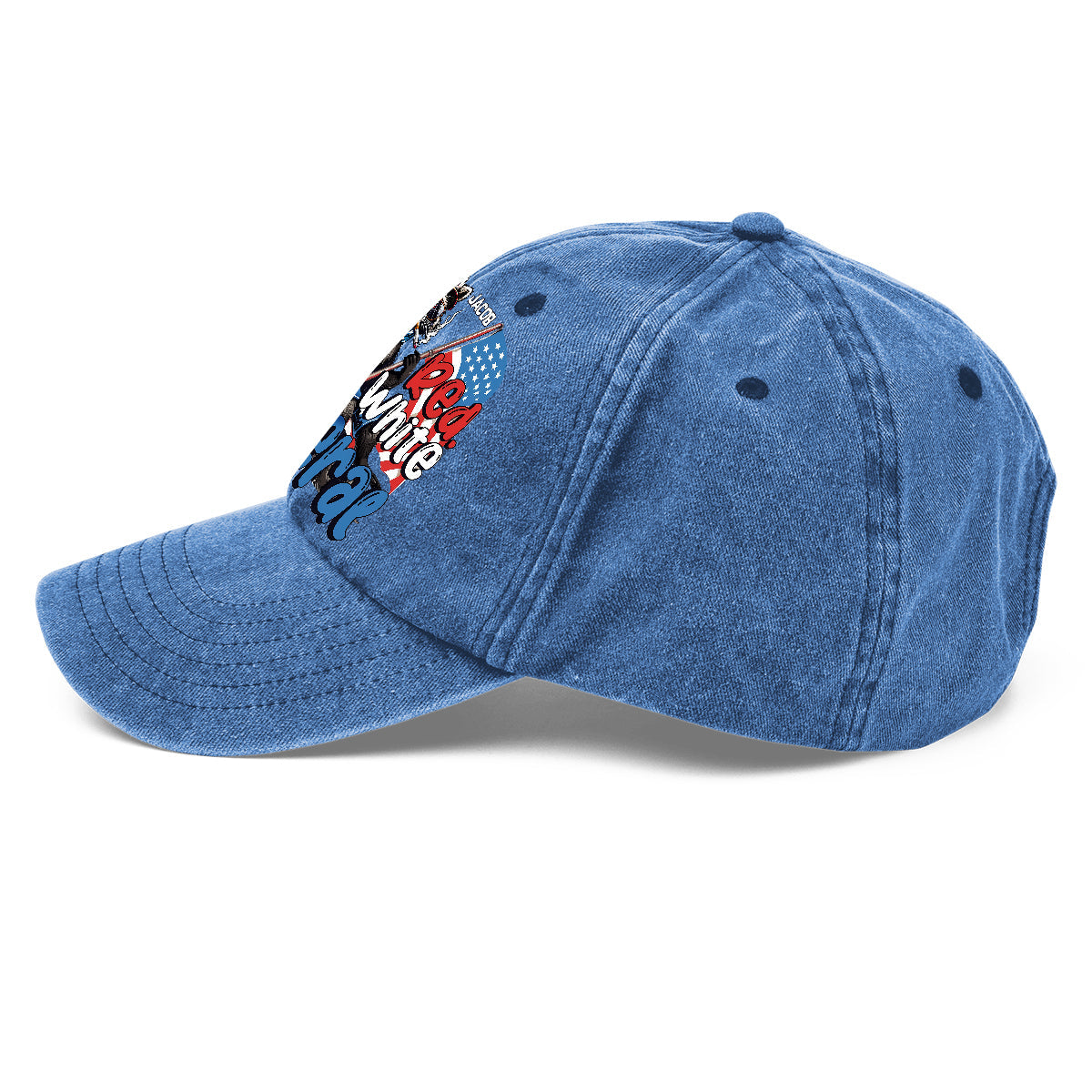 Red, White & Feral Racoon - Personalized Independence Day/ 4th of July Washed Denim Cap