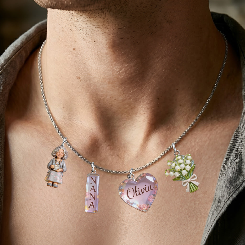 Custom Any Photo, Gift For Grandma, Mom - Personalized Grandma Metal Necklaces With Pendants
