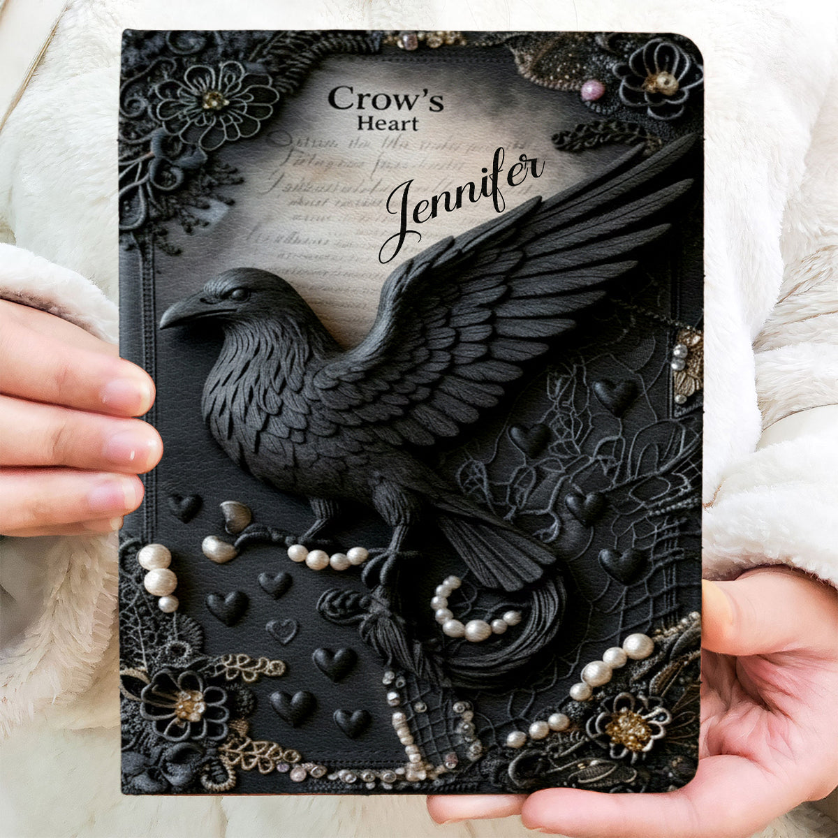 Crow's Heart – Personalisiertes Hexen-Lederjournal