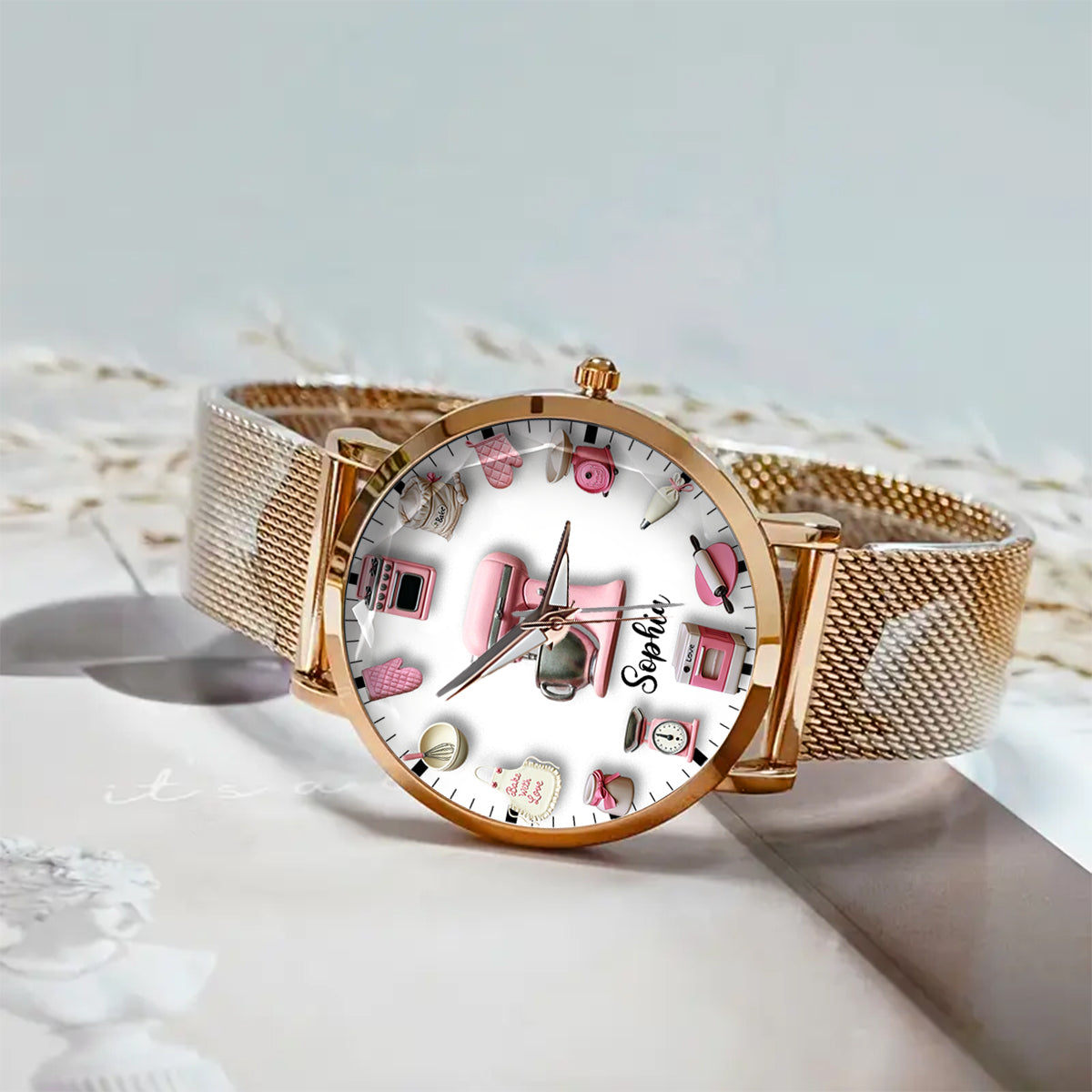 Love Baking - Personalisierte Damen-Bäcker-Handuhr 