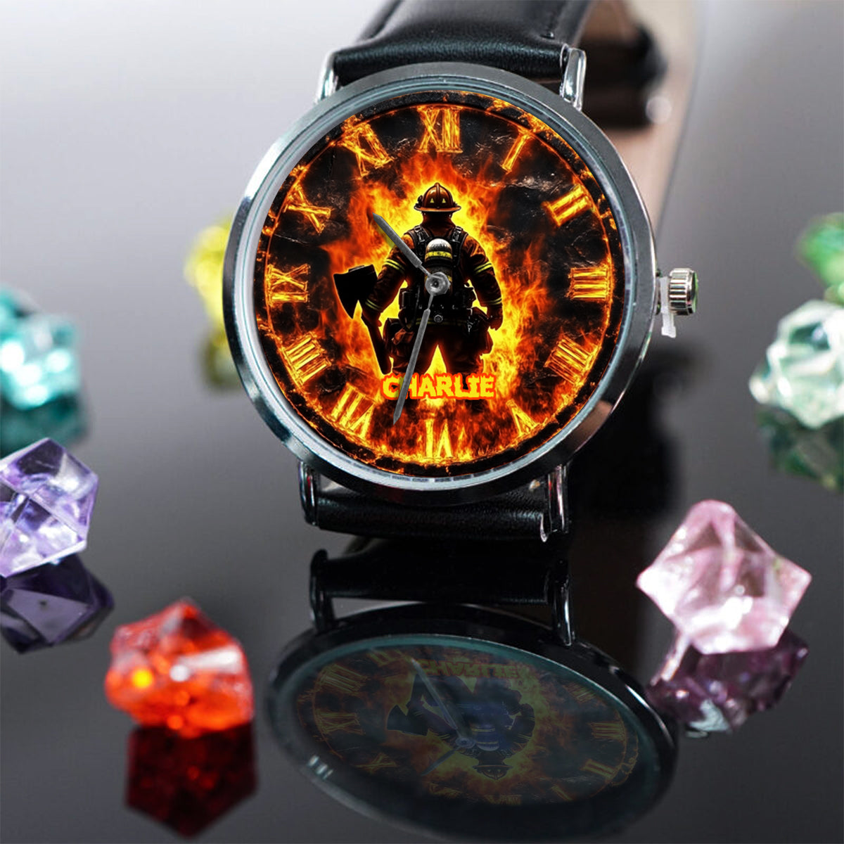 Stolzer Feuerwehrmann – Personalisierte Feuerwehr-Handuhr