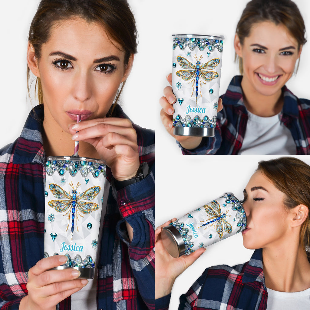 Wunderschöne Libelle – personalisierter Libellen-Trinkbecher