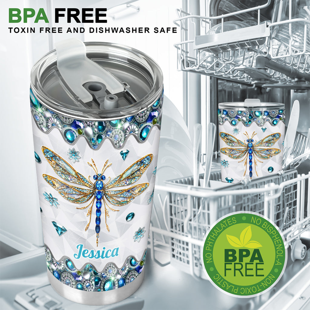 Wunderschöne Libelle – personalisierter Libellen-Trinkbecher